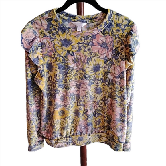 LC Lauren Conrad Tops - 🛍  Women's LC Lauren Conrad Floral Print Sweatshirt Size M
